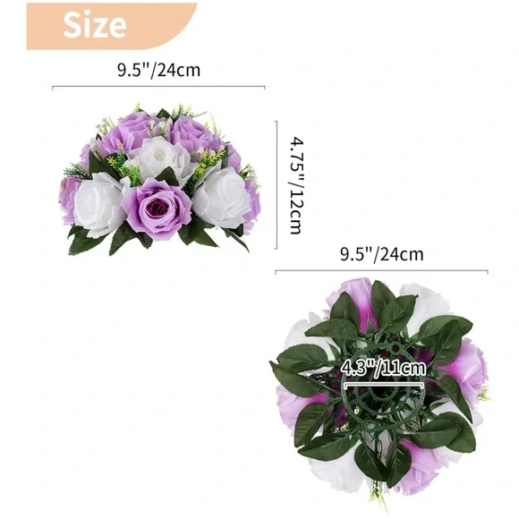 10 Elegant Purple and White Artificial Flower Arrangement - Picture 4 of 5